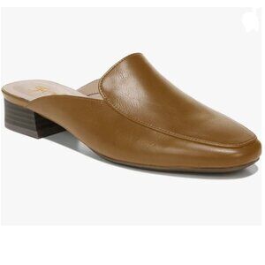 FOWT Tan Walking Loafers for Women Casual Round Toe Low Chunky Heels Slippers